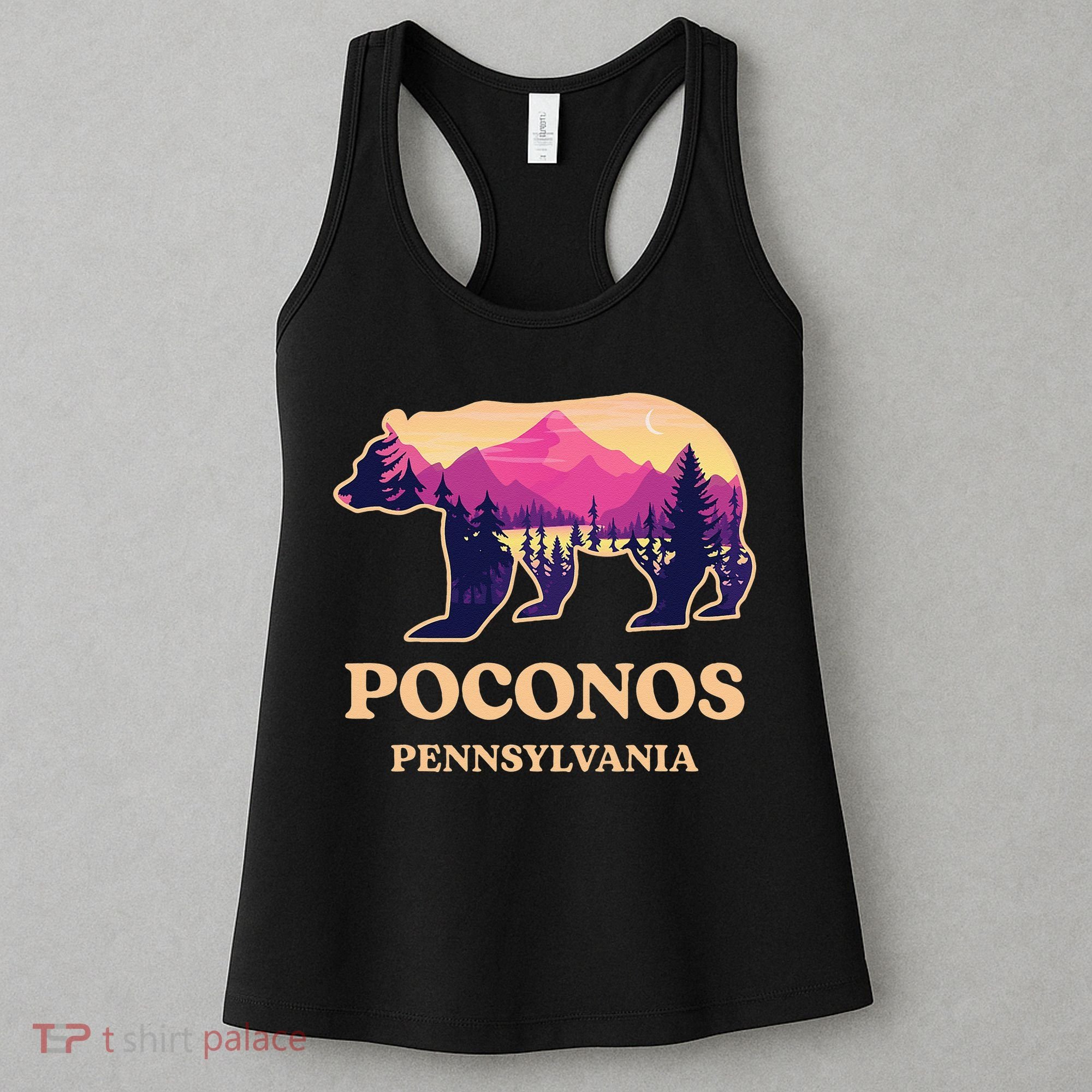 Poconos Mountains Pennsylvania Pa Bear Hiking Souvenirs Women's Tank Top