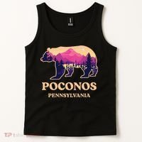 Poconos Mountains Pennsylvania Pa Bear Hiking Souvenirs Tank Top thumb 2