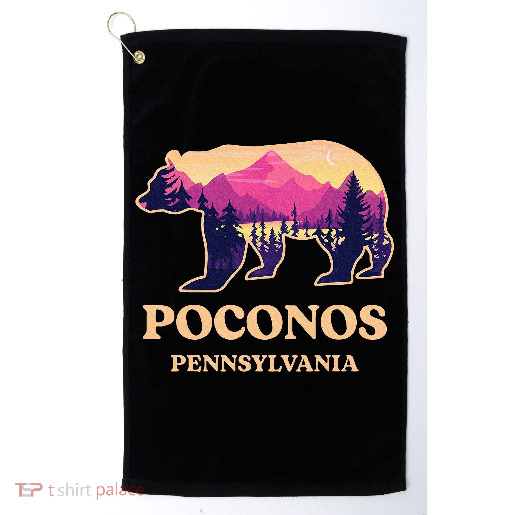 Poconos Mountains Pennsylvania Pa Bear Hiking Souvenirs Golf Towel