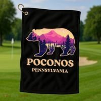 Poconos Mountains Pennsylvania Pa Bear Hiking Souvenirs Golf Towel thumb 1
