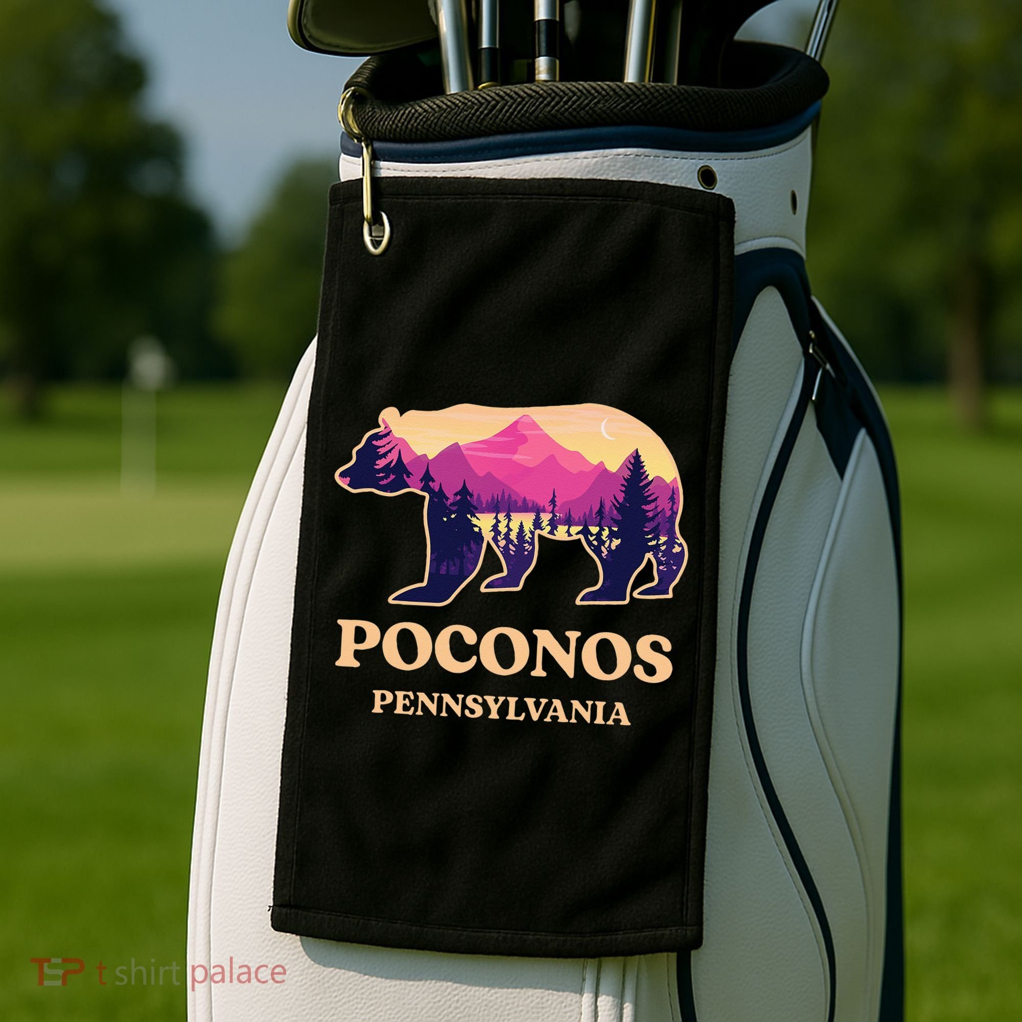 Poconos Mountains Pennsylvania Pa Bear Hiking Souvenirs Golf Towel