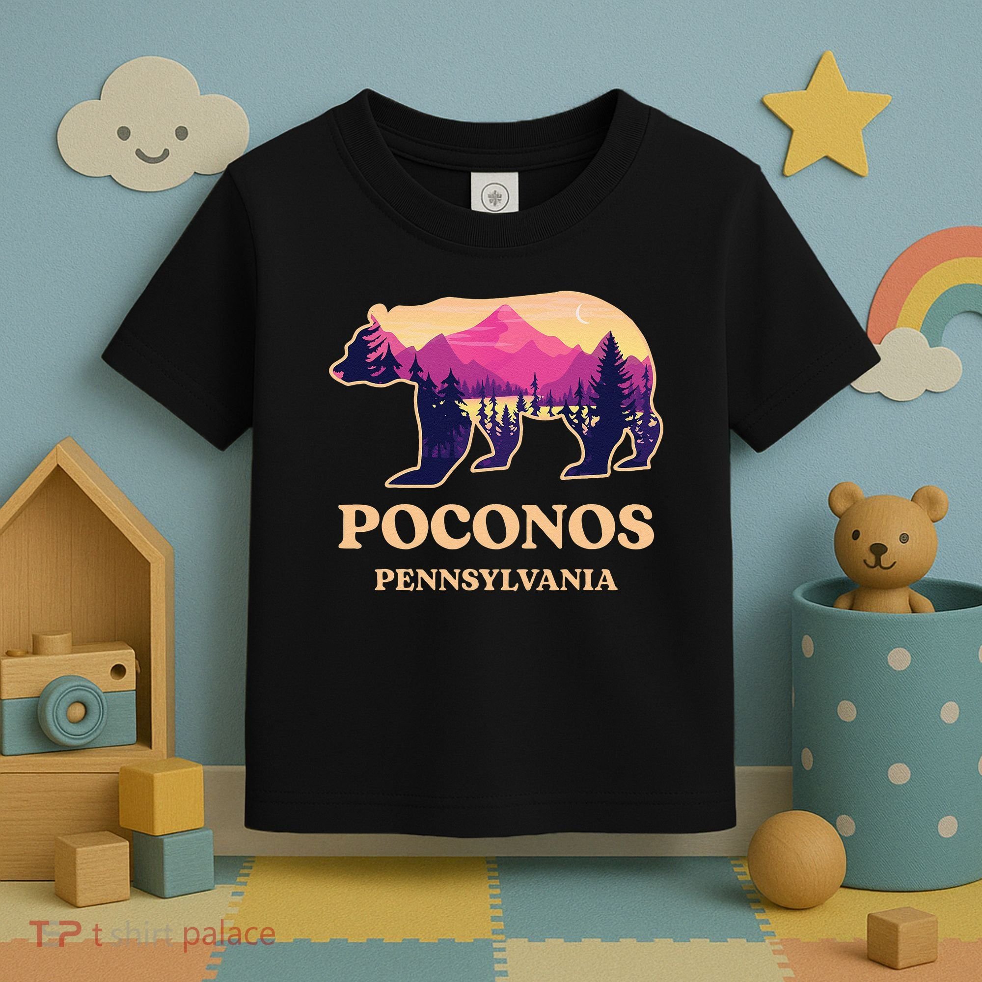 Poconos Mountains Pennsylvania Pa Bear Hiking Souvenirs Toddler T-Shirt