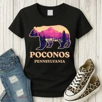 Poconos Mountains Pennsylvania Pa Bear Hiking Souvenirs Women's T-Shirt thumb 3