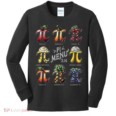 Pi Menu Pi Day 3 Kids Long Sleeve Shirt