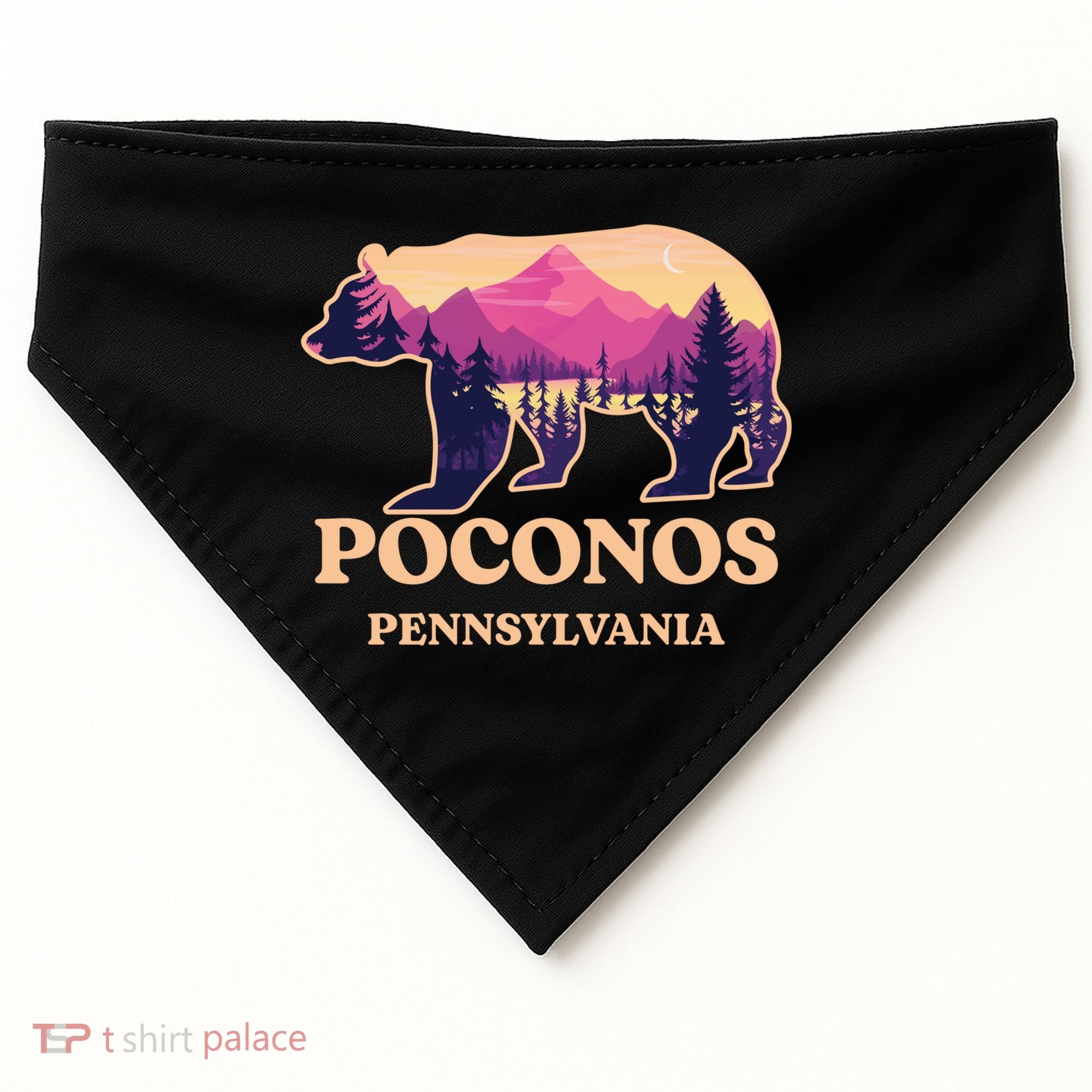 Poconos Mountains Pennsylvania Pa Bear Hiking Souvenirs USA-Made Doggie Bandana
