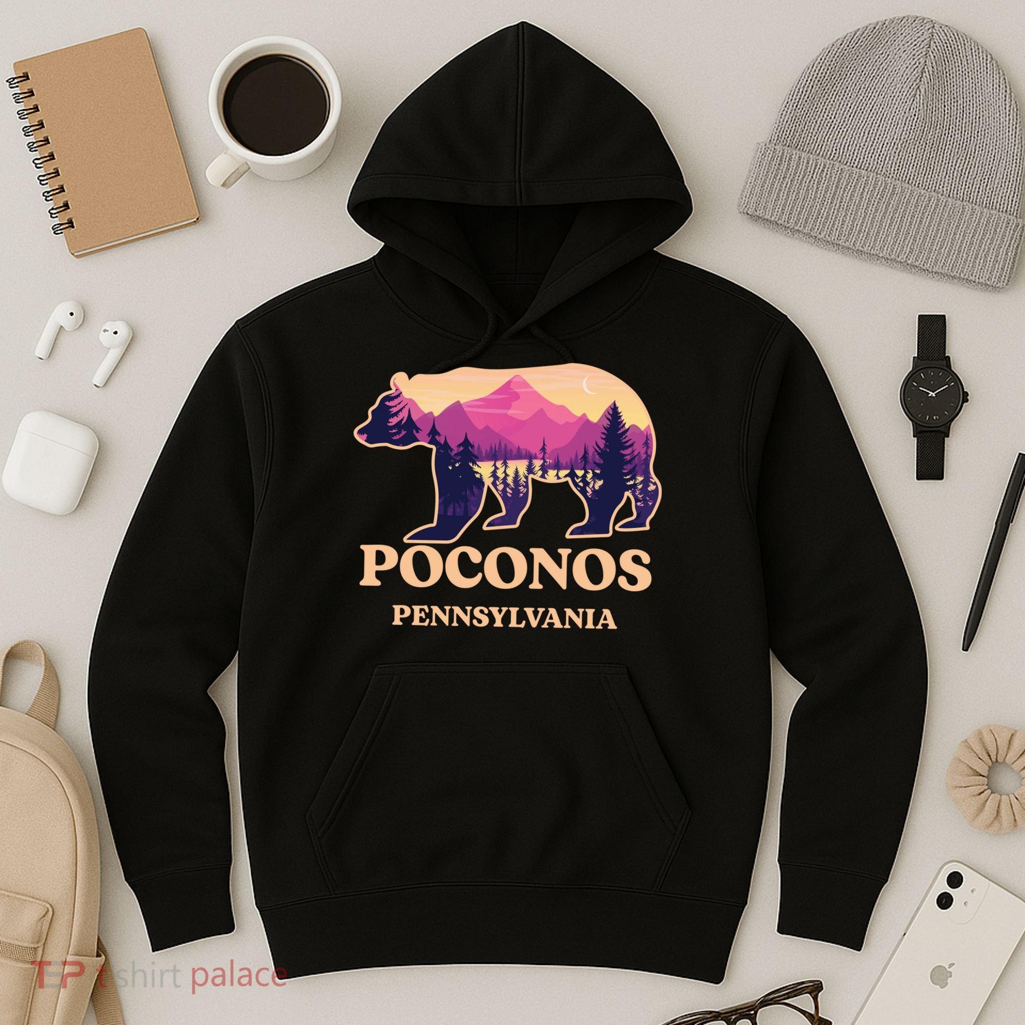 Poconos Mountains Pennsylvania Pa Bear Hiking Souvenirs Hoodie