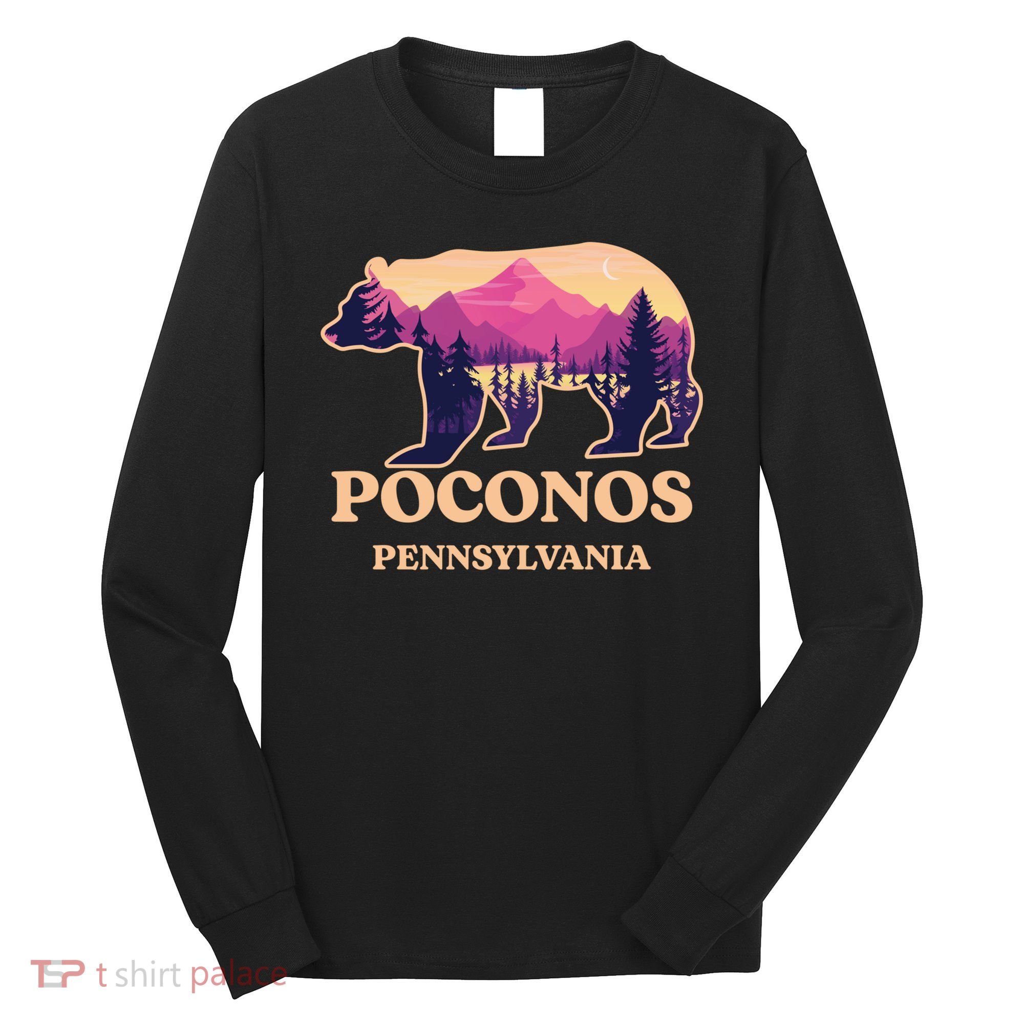 Poconos Mountains Pennsylvania Pa Bear Hiking Souvenirs Long Sleeve Shirt