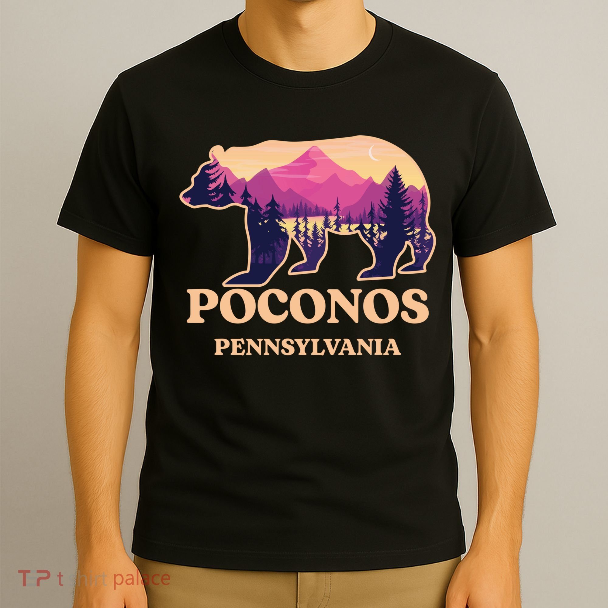 Poconos Mountains Pennsylvania Pa Bear Hiking Souvenirs T-Shirt