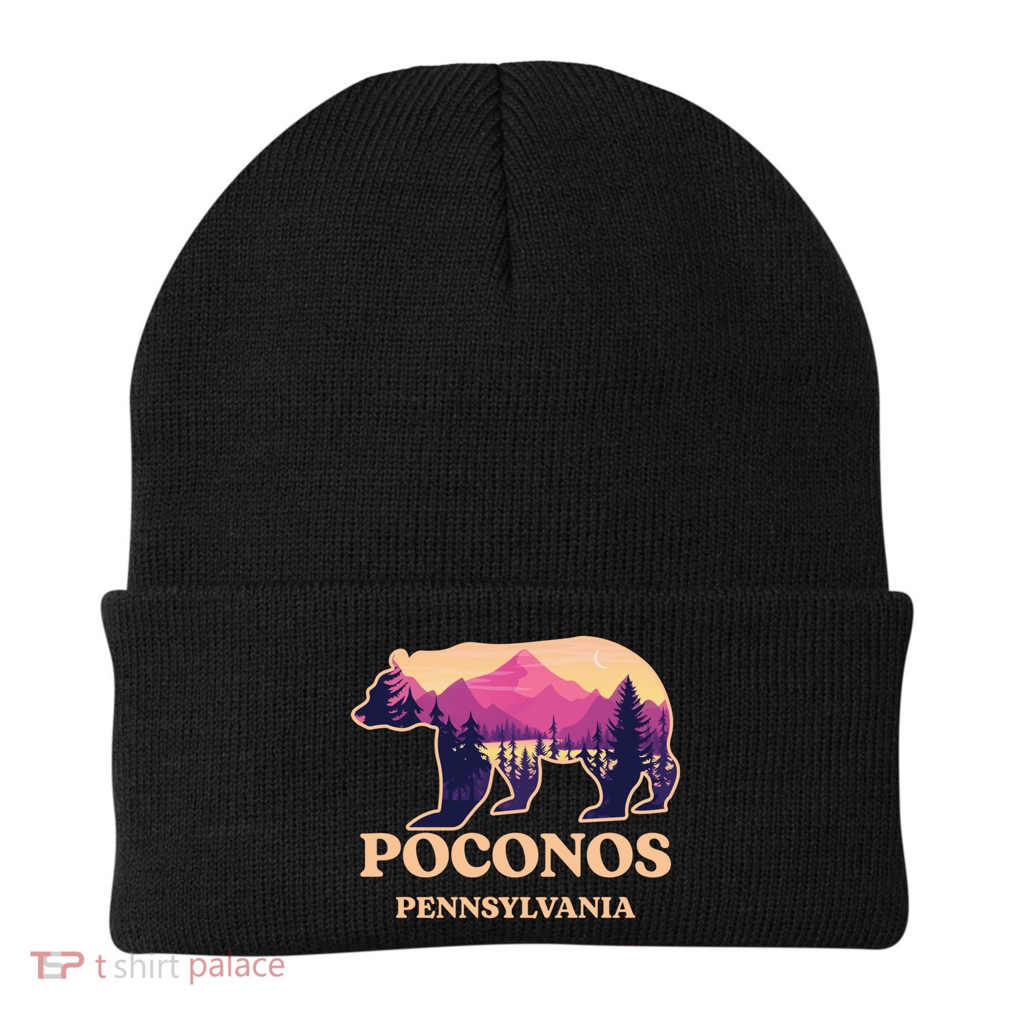 Poconos Mountains Pennsylvania Pa Bear Hiking Souvenirs Beanie