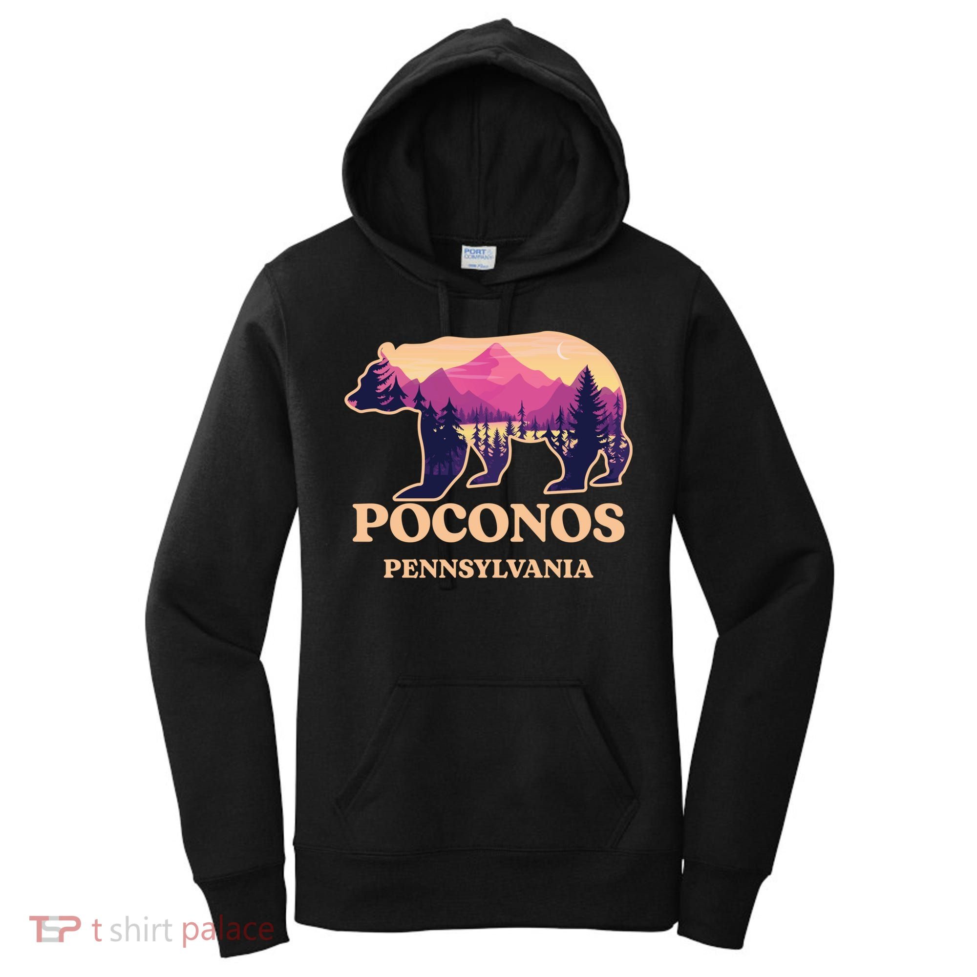 Poconos Mountains Pennsylvania Pa Bear Hiking Souvenirs Women's Hoodie