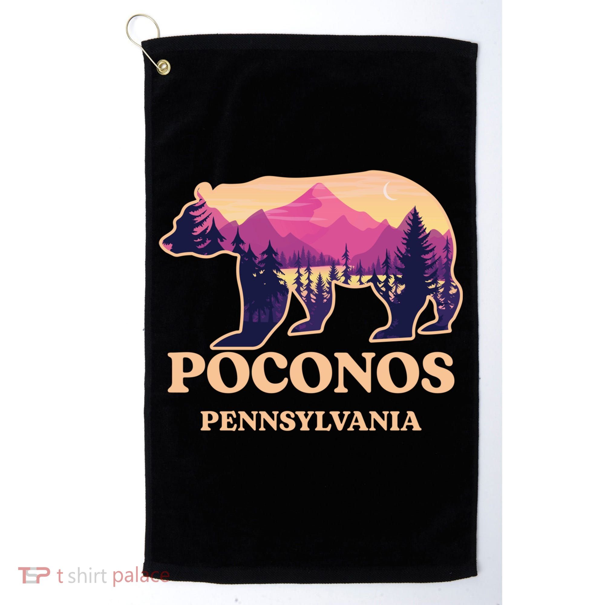 Poconos Mountains Pennsylvania Pa Bear Hiking Souvenirs Golf Towel