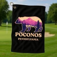 Poconos Mountains Pennsylvania Pa Bear Hiking Souvenirs Golf Towel thumb 1
