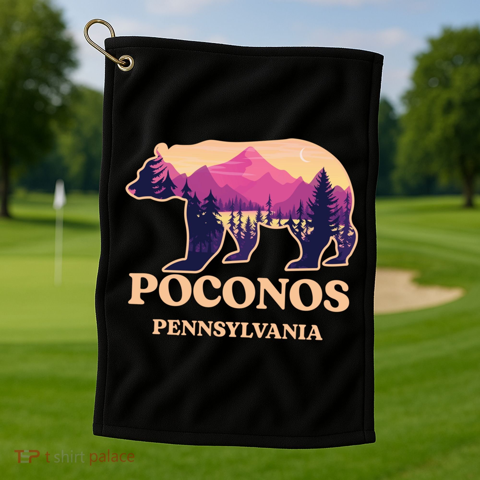 Poconos Mountains Pennsylvania Pa Bear Hiking Souvenirs Golf Towel