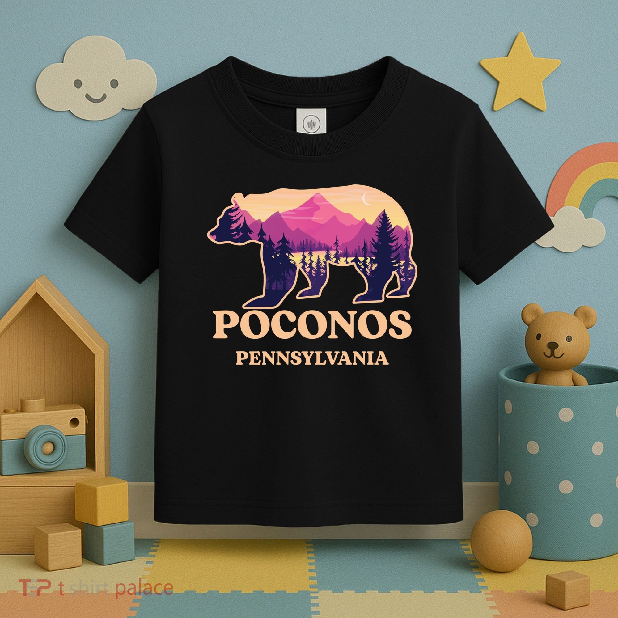 Poconos Mountains Pennsylvania Pa Bear Hiking Souvenirs Toddler T-Shirt