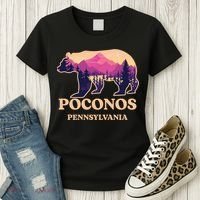 Poconos Mountains Pennsylvania Pa Bear Hiking Souvenirs Women's T-Shirt thumb 3