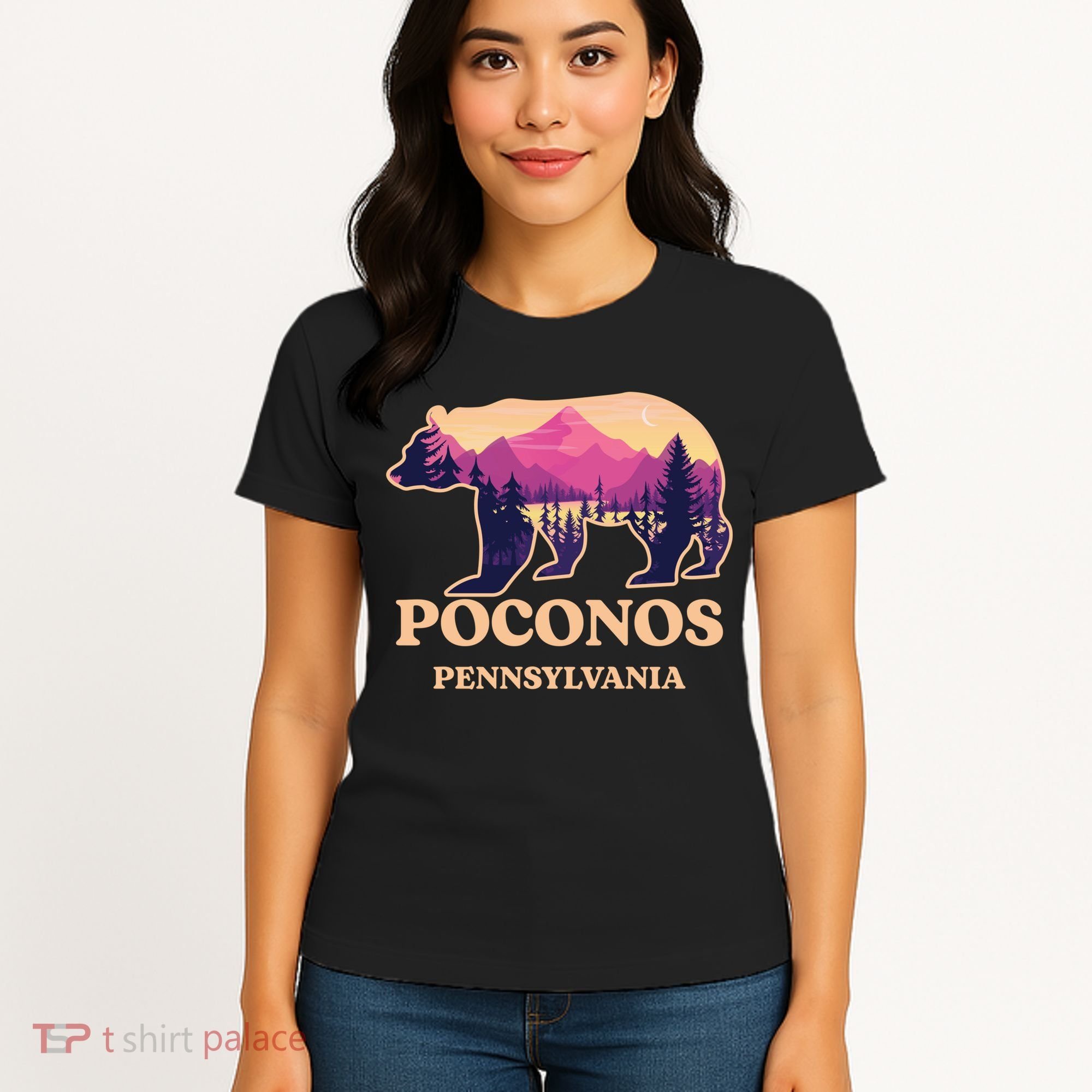 Poconos Mountains Pennsylvania Pa Bear Hiking Souvenirs Women's T-Shirt