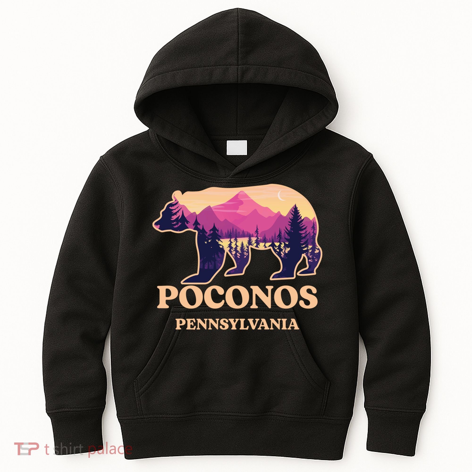 Poconos Mountains Pennsylvania Pa Bear Hiking Souvenirs Kids Hoodie