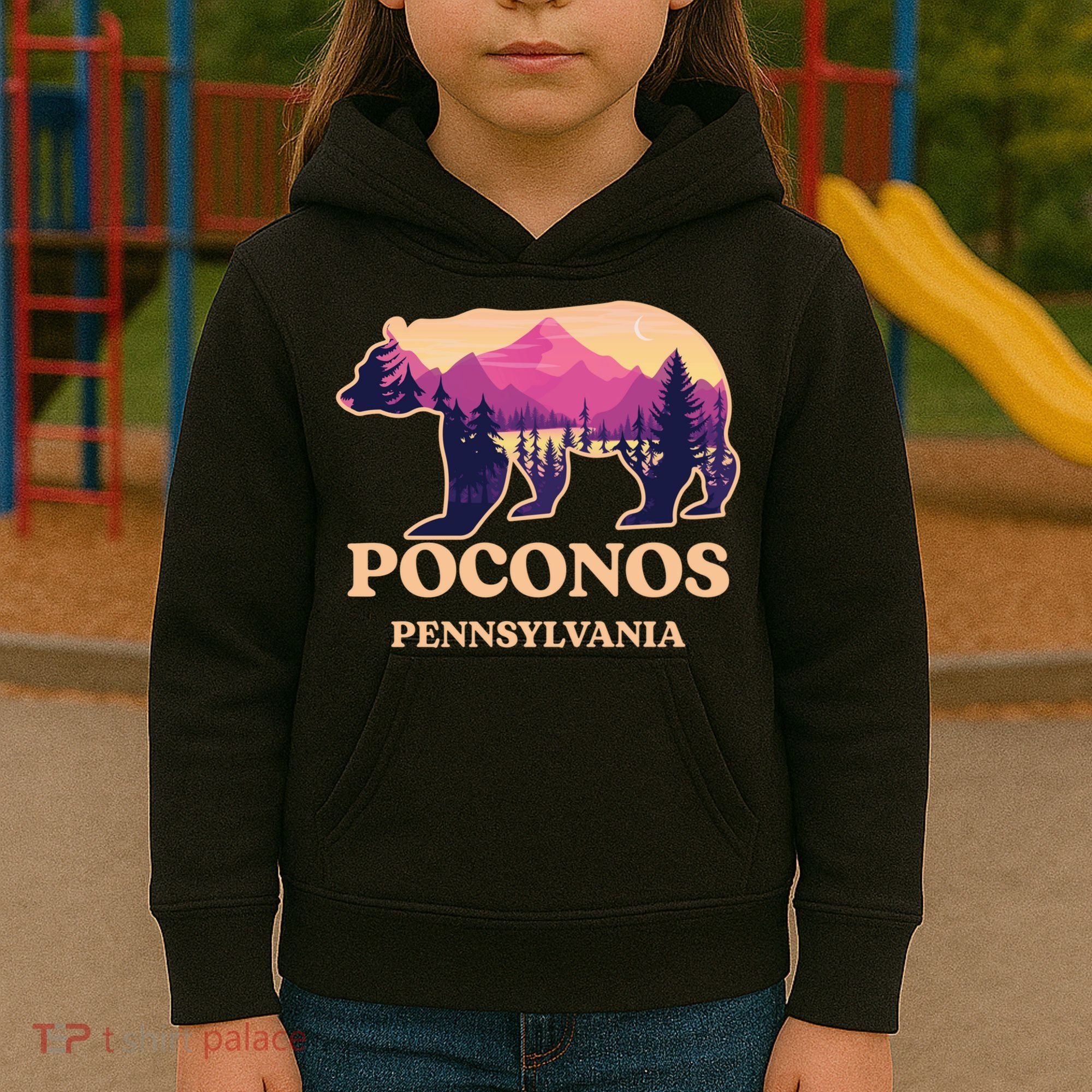 Poconos Mountains Pennsylvania Pa Bear Hiking Souvenirs Kids Hoodie