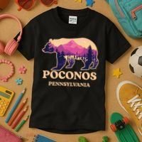 Poconos Mountains Pennsylvania Pa Bear Hiking Souvenirs Kids T-Shirt thumb 3