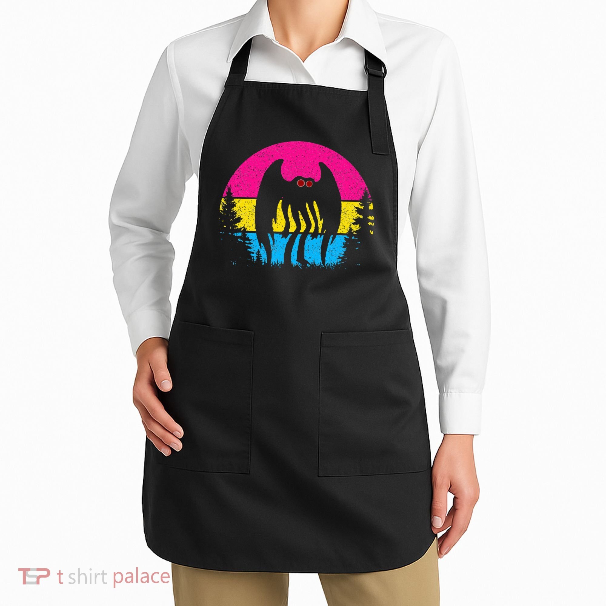Pan Mothman Pansexual Pride Point Pleasant Cryptid Apron