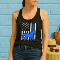 Police Mounted Patrol Horse American Flag Law Enforcement Gift Women's Tank Top thumb 2