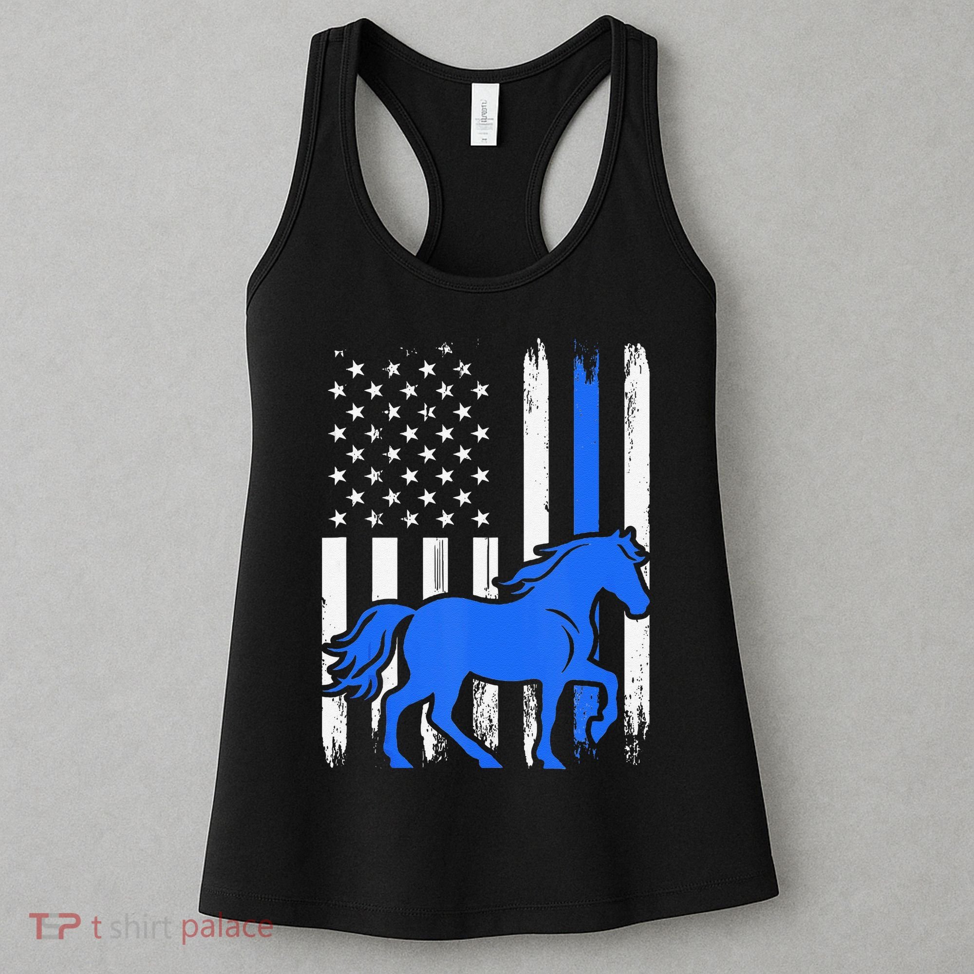 Police Mounted Patrol Horse American Flag Law Enforcement Gift Women's Tank Top