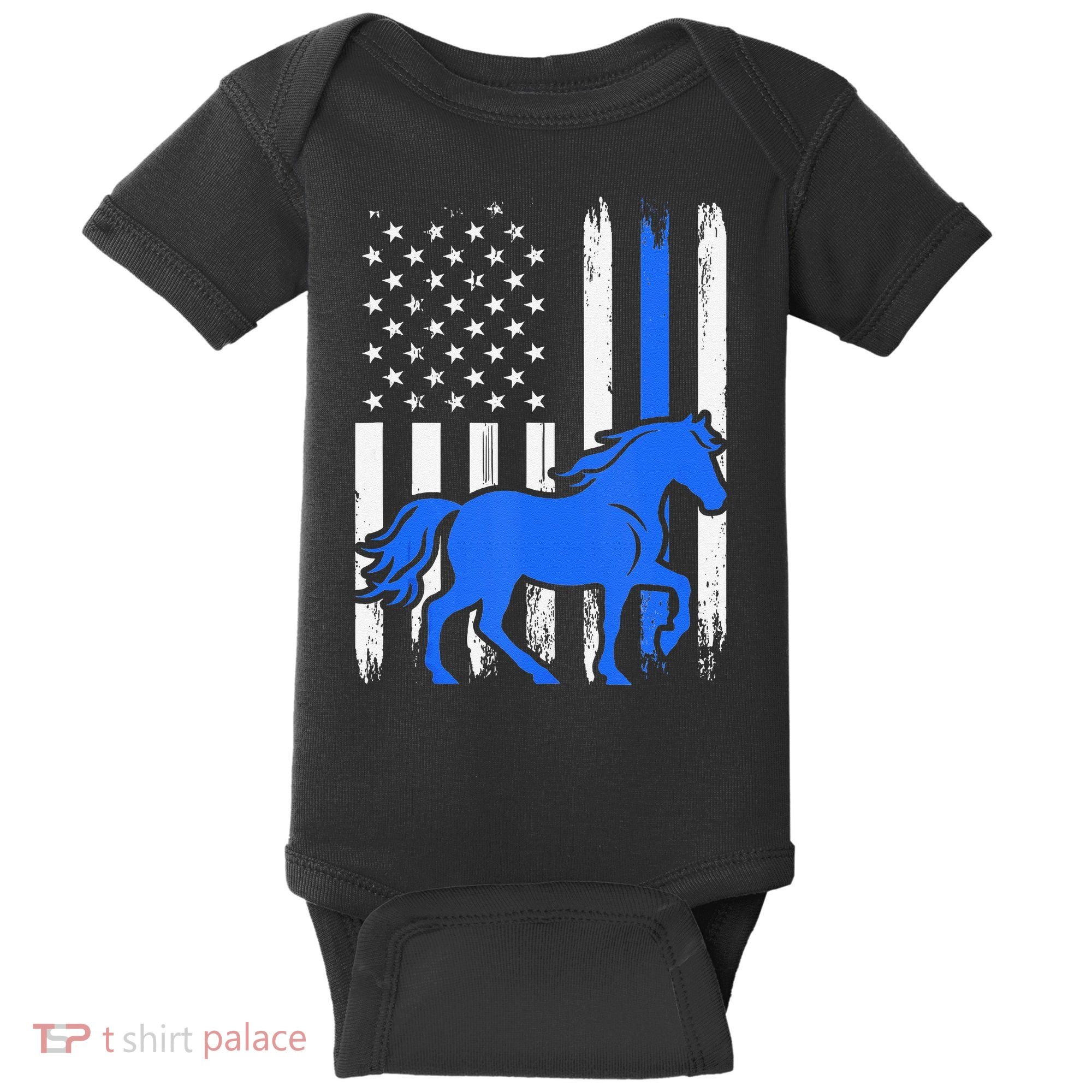 Police Mounted Patrol Horse American Flag Law Enforcement Gift Baby Bodysuit