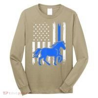 Police Mounted Patrol Horse American Flag Law Enforcement Gift Long Sleeve Shirt thumb 0