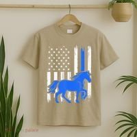 Police Mounted Patrol Horse American Flag Law Enforcement Gift T-Shirt thumb 2