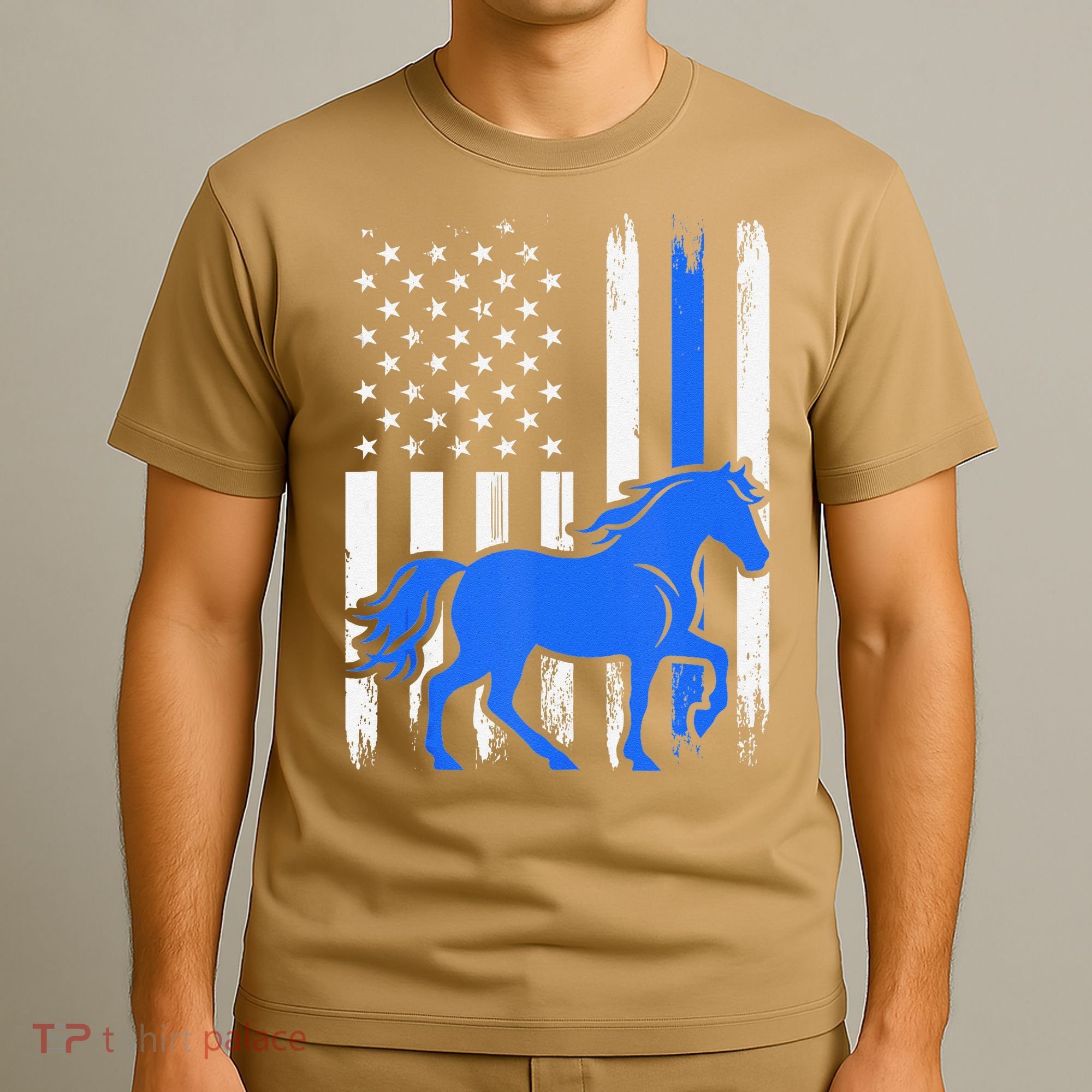 Police Mounted Patrol Horse American Flag Law Enforcement Gift T-Shirt