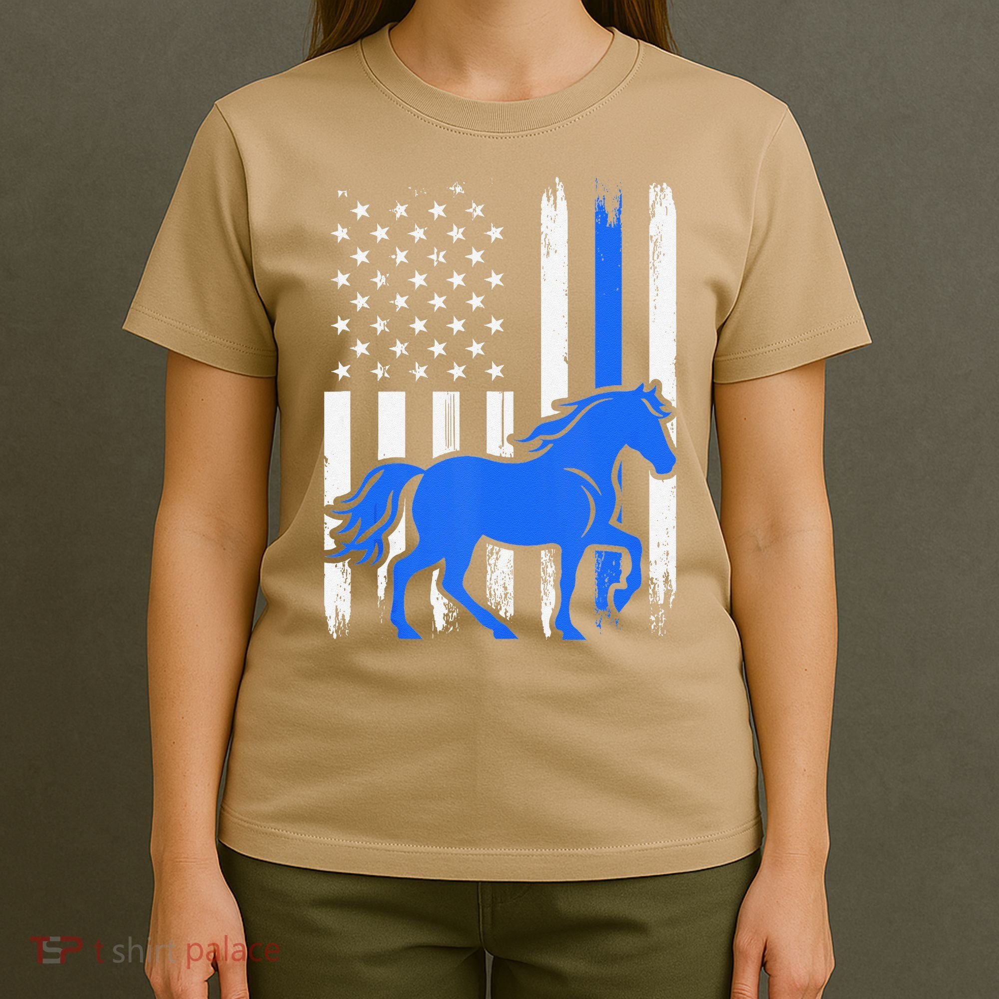 Police Mounted Patrol Horse American Flag Law Enforcement Gift T-Shirt