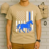 Police Mounted Patrol Horse American Flag Law Enforcement Gift T-Shirt thumb 6