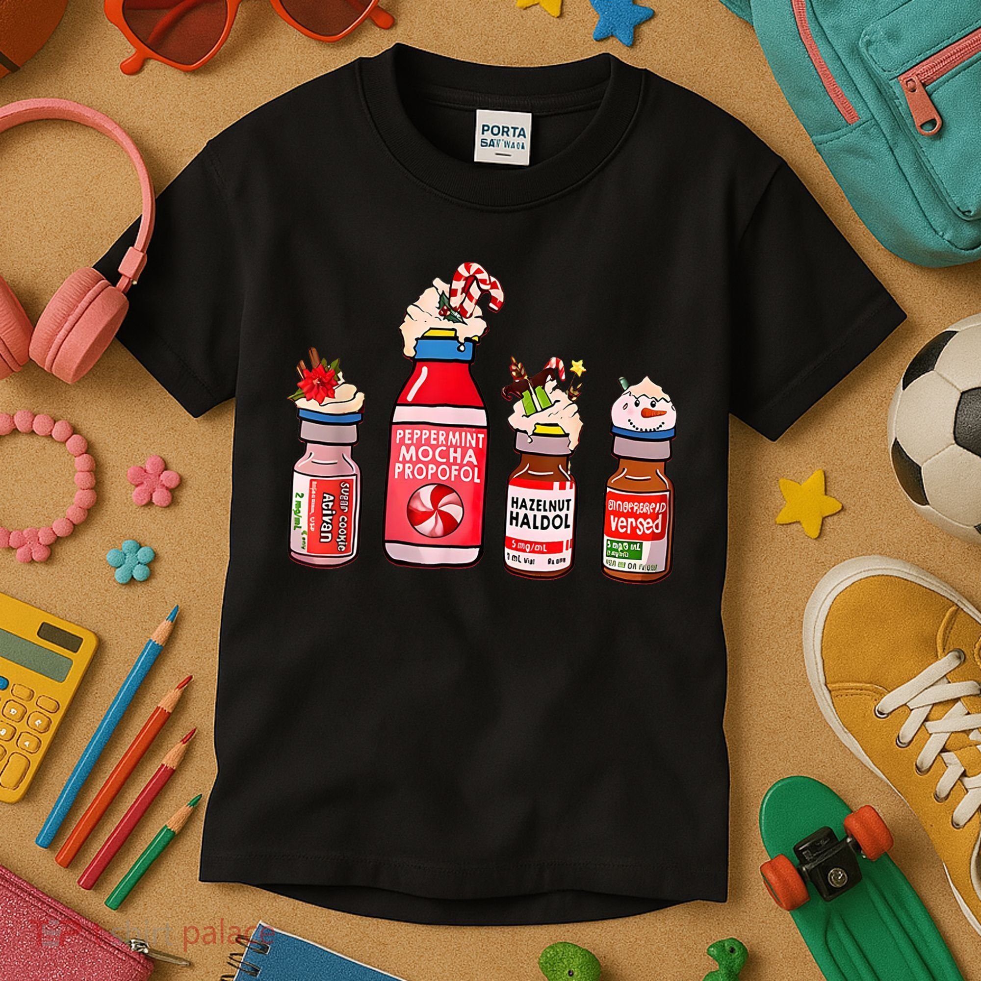 Peppermint Mocha Propofol Nurse Rn Christmas Kids T-Shirt