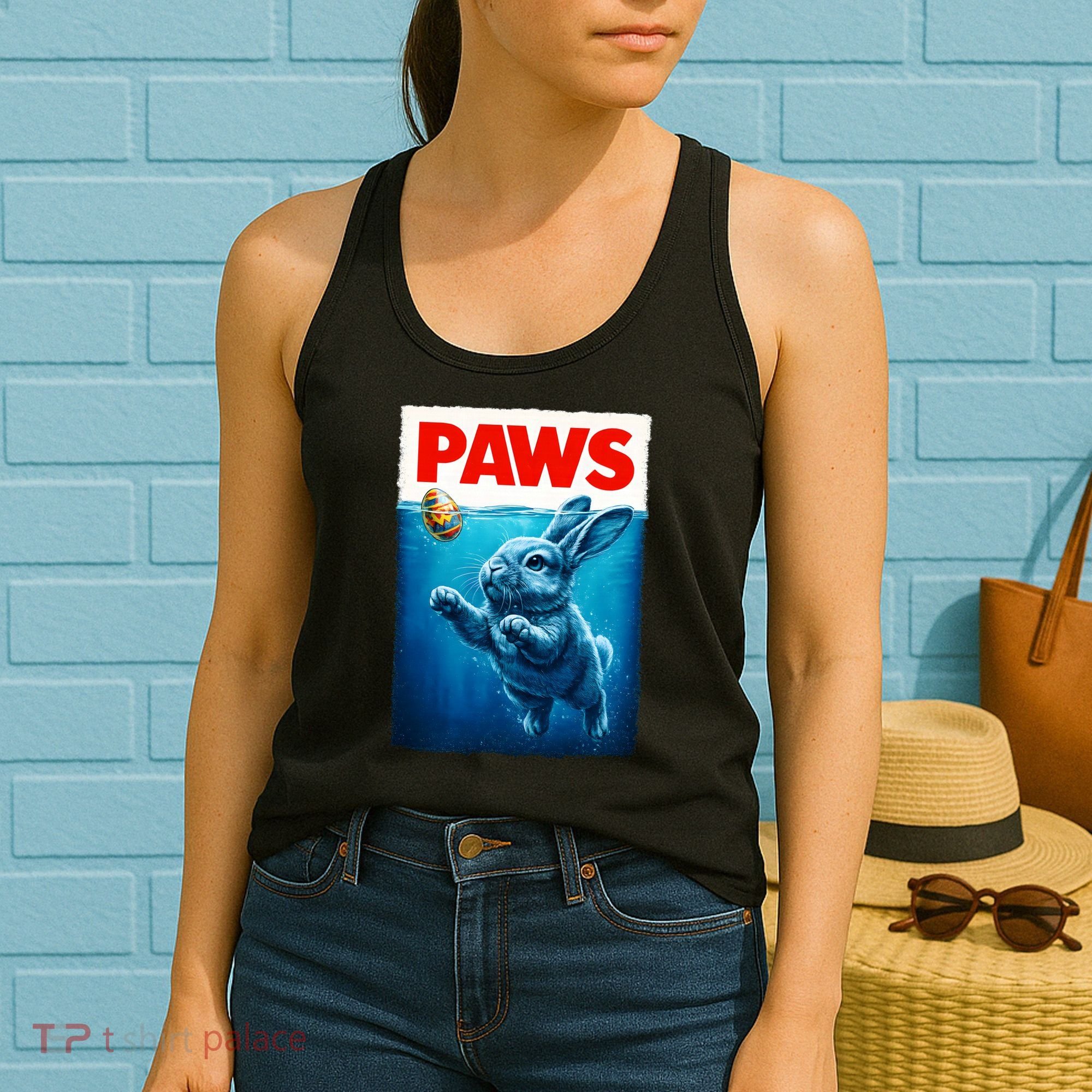 Paws Movie Poster Egg Easter Bunny Women's Tank Top