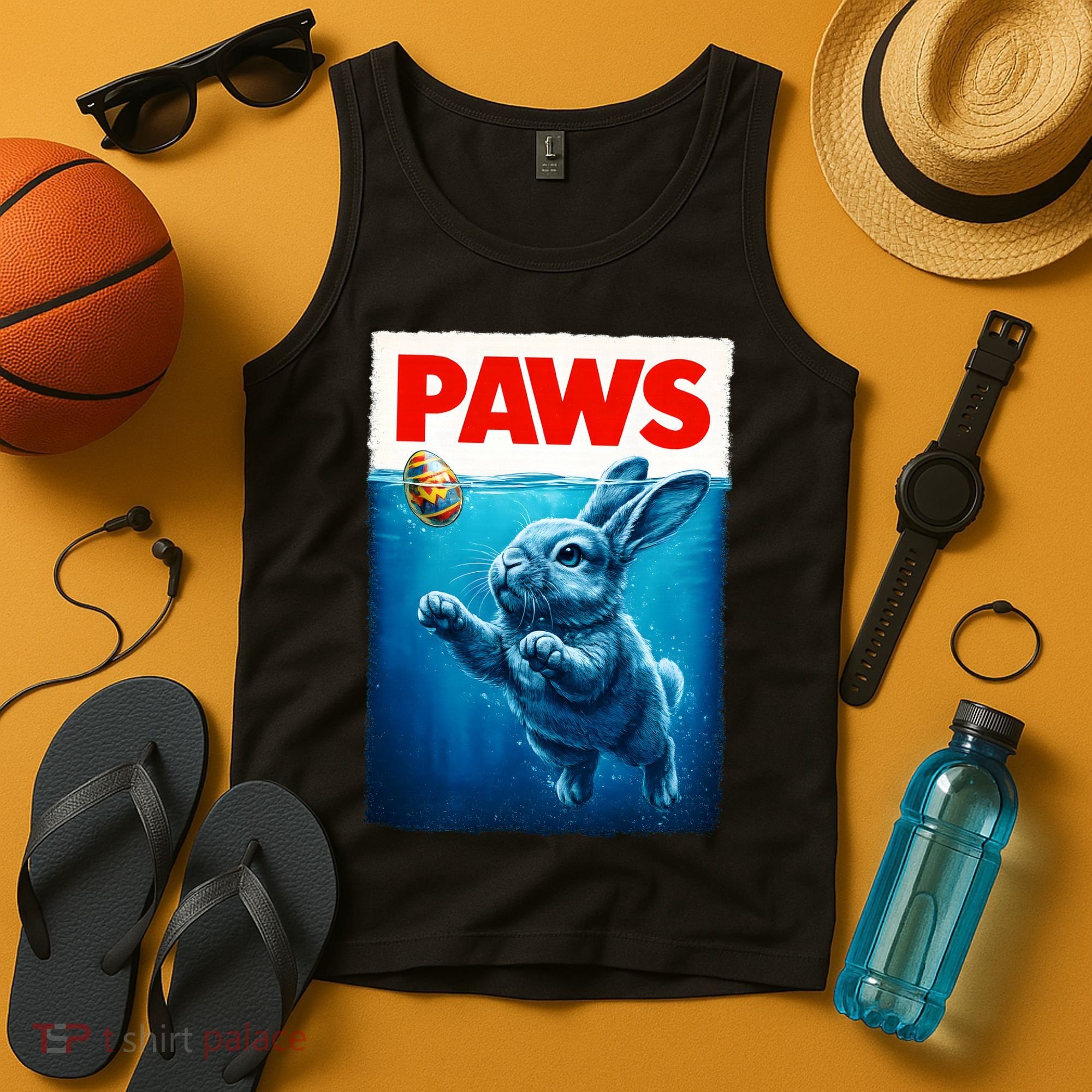 Paws Movie Poster Egg Easter Bunny Tank Top