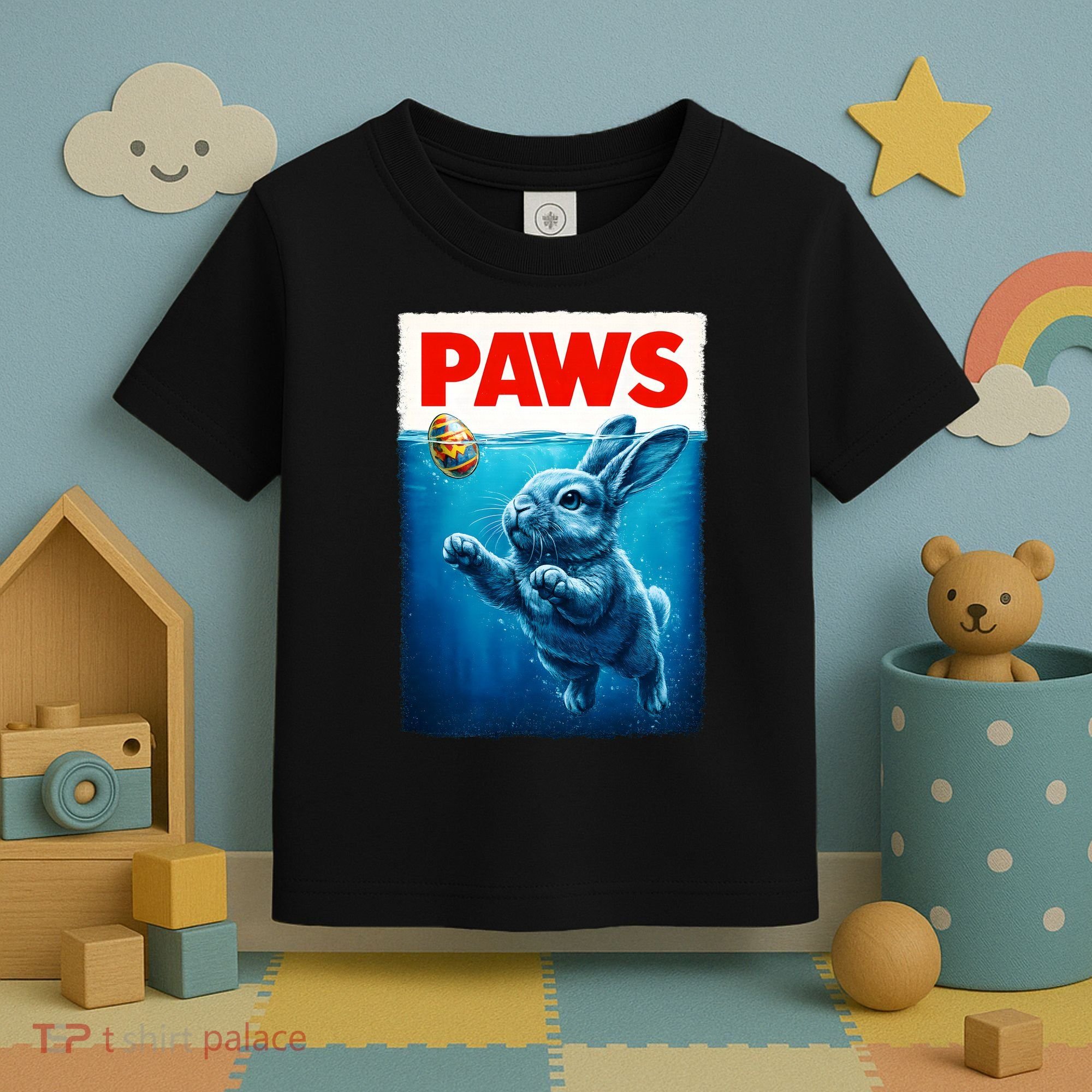 Paws Movie Poster Egg Easter Bunny Toddler T-Shirt