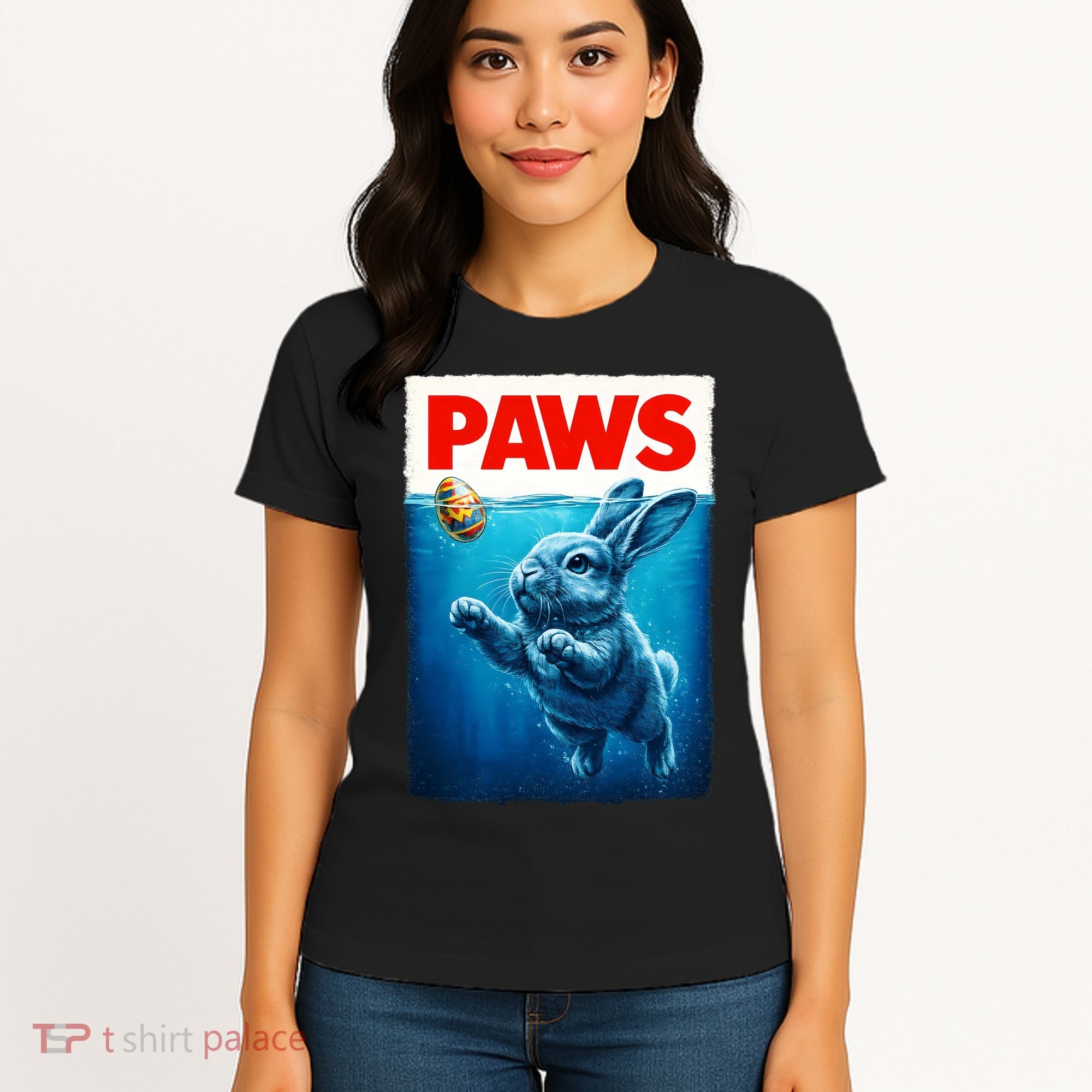 Paws Movie Poster Egg Easter Bunny Women's T-Shirt
