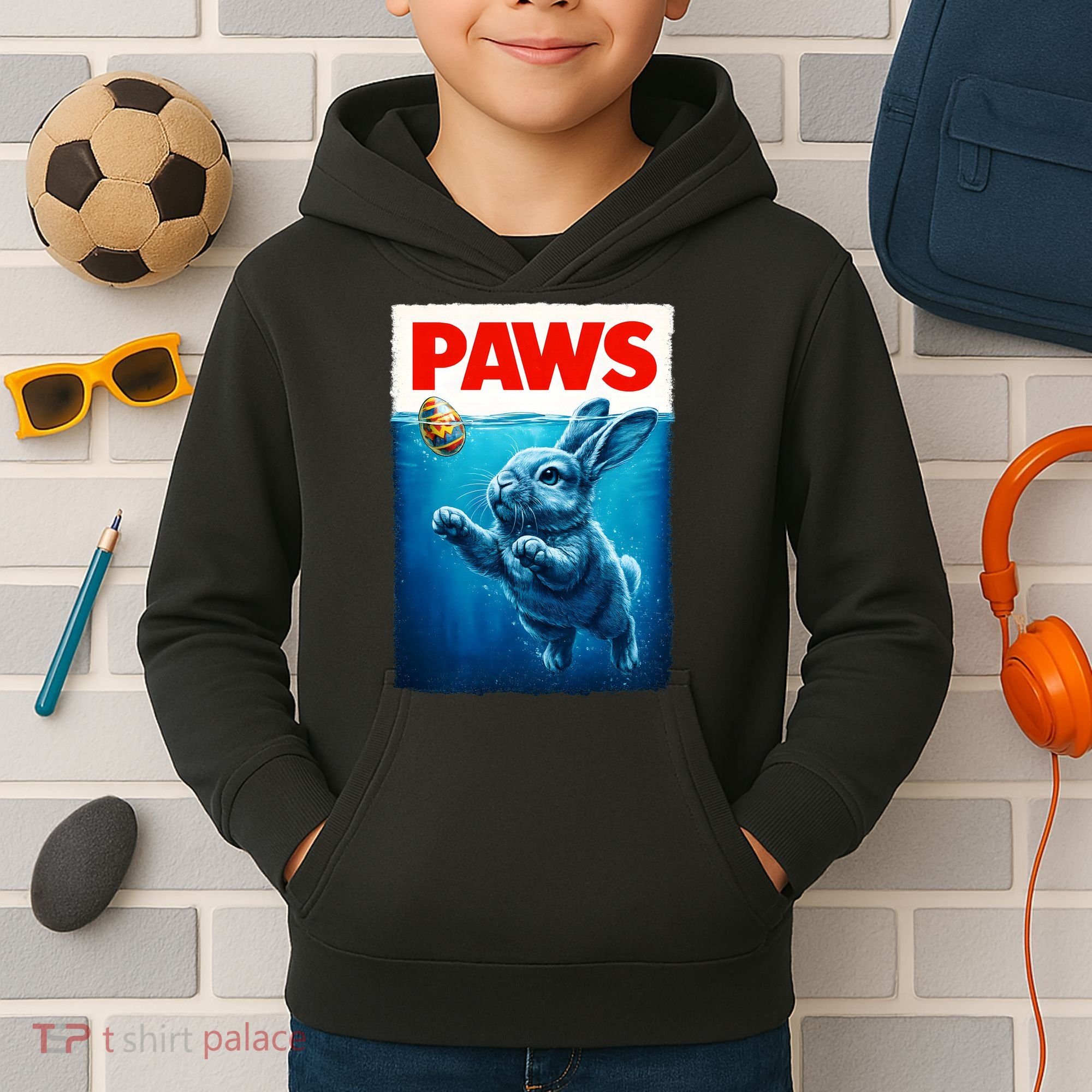 Paws Movie Poster Egg Easter Bunny Kids Hoodie