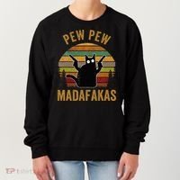 Pew Madafakas Pew Guns Funny Black Cat Women's Sweatshirt thumb 0