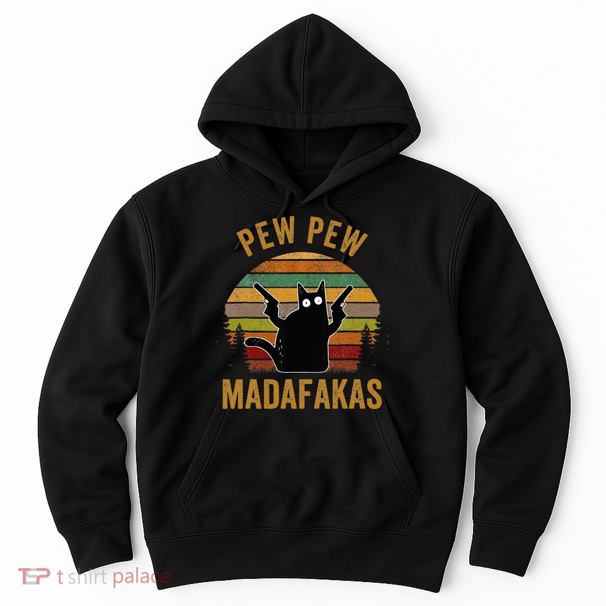 Pew Madafakas Pew Guns Funny Black Cat Hoodie
