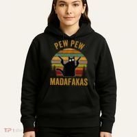 Pew Madafakas Pew Guns Funny Black Cat Hoodie thumb 5