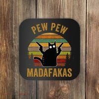 Pew Madafakas Pew Guns Funny Black Cat Coaster thumb 0