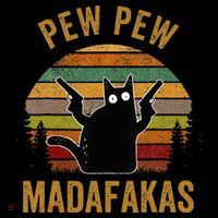 Pew Madafakas Pew Guns Funny Black Cat Women's Hoodie thumb 2