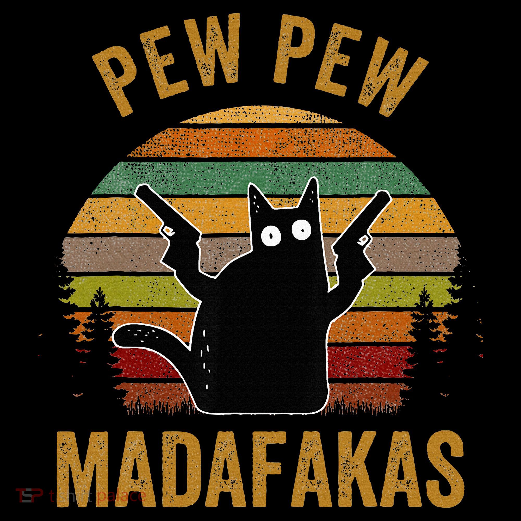 Pew Madafakas Pew Guns Funny Black Cat Women's Hoodie