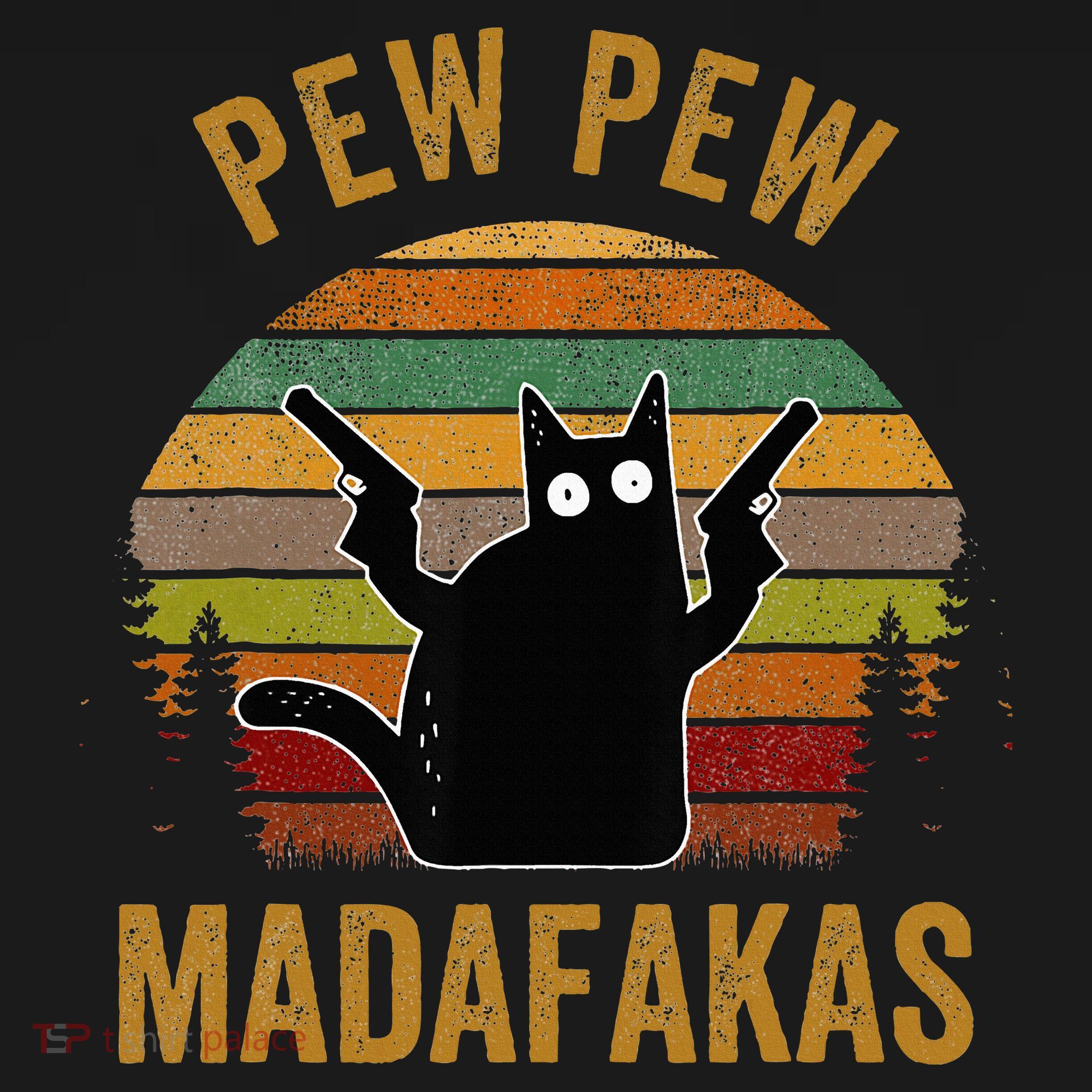 Pew Madafakas Pew Guns Funny Black Cat Mousepad