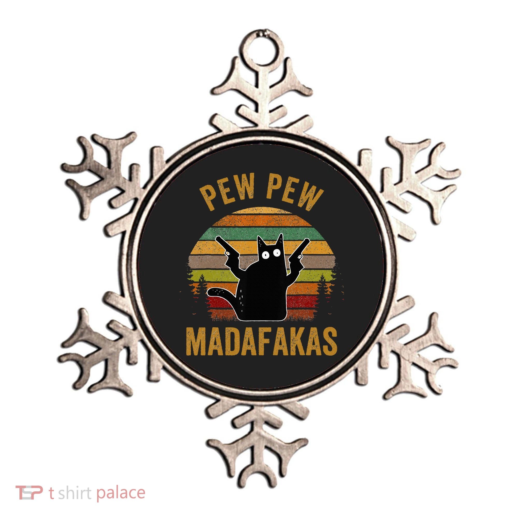 Pew Madafakas Pew Guns Funny Black Cat Ornament