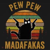 Pew Madafakas Pew Guns Funny Black Cat Women's Tank Top thumb 5