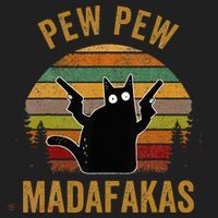 Pew Madafakas Pew Guns Funny Black Cat Hat thumb 2