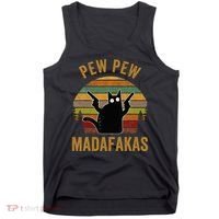 Pew Madafakas Pew Guns Funny Black Cat Tank Top thumb 0