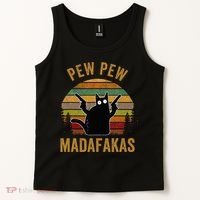 Pew Madafakas Pew Guns Funny Black Cat Tank Top thumb 2